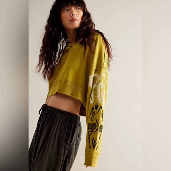 Free People Tops - Free People We The Free Love Again Hoodie Cropped Top in Avocado Oil